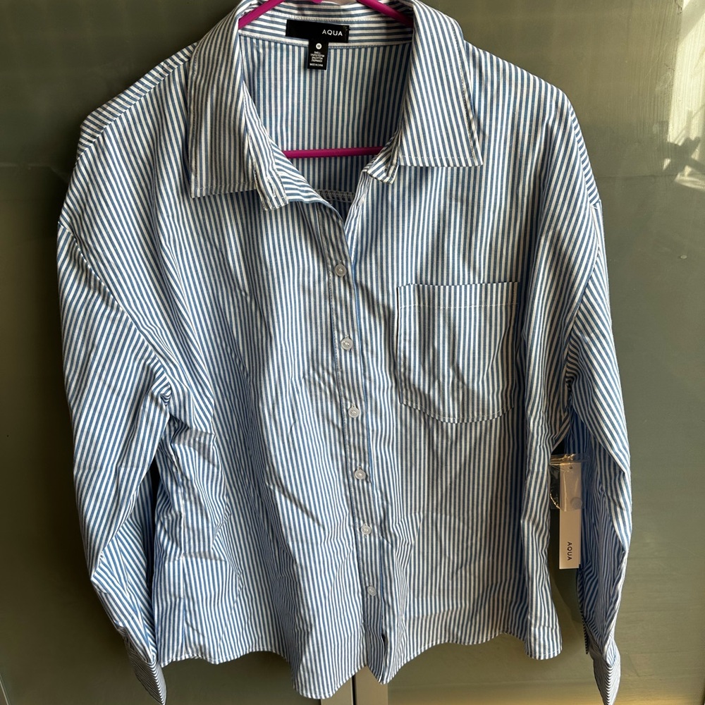Aqua Blue Striped Women’s Shirt